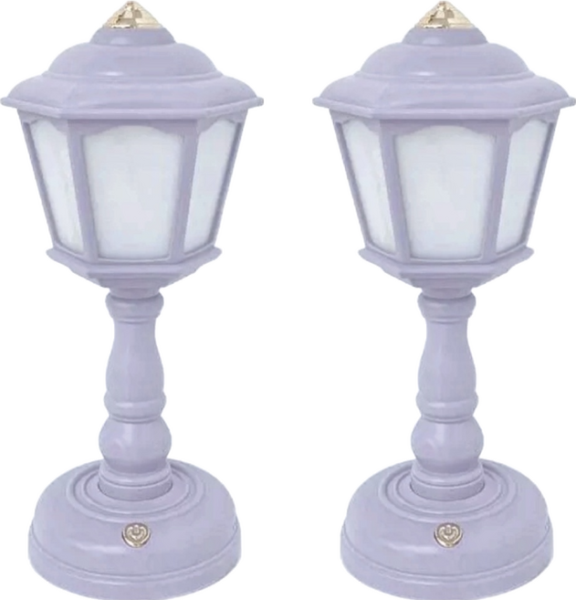 沐慕家居 復古小夜燈 2入 USB充電 三段式燈光, 丁香紫