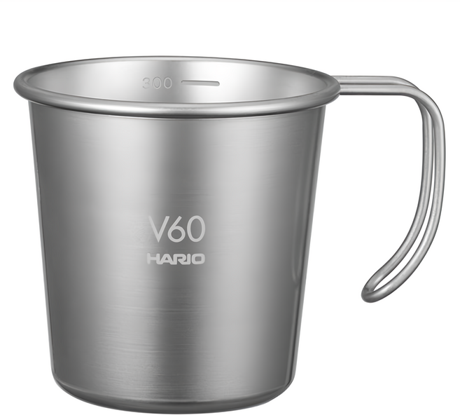 HARIO 好璃奧 V60戶外用金屬推疊杯, 銀色, 1個