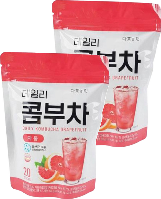 Danongwon 康普茶 葡萄柚, 5g, 20條, 2袋