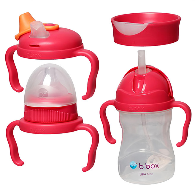 b.box 4合1學習水杯套裝組, 草莓粉, 240ml, 1組