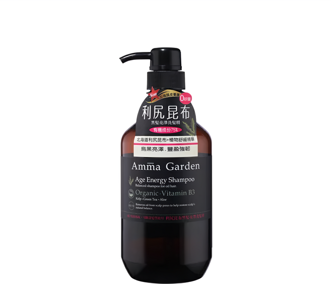Amma Garden 艾瑪花園 黑髮亮澤洗髮精 利尻昆布, 750ml, 1件