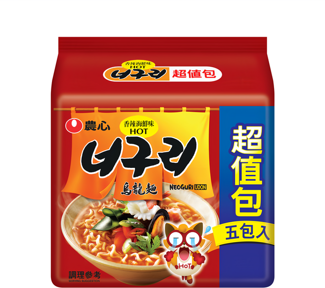 NONGSHIM 農心 香辣海鮮味烏龍麵, 120g, 5包