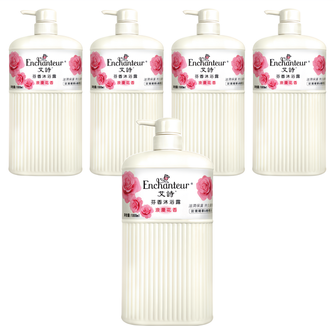 Enchanteur 艾詩 芬香沐浴露 浪漫花香, 1L, 5瓶