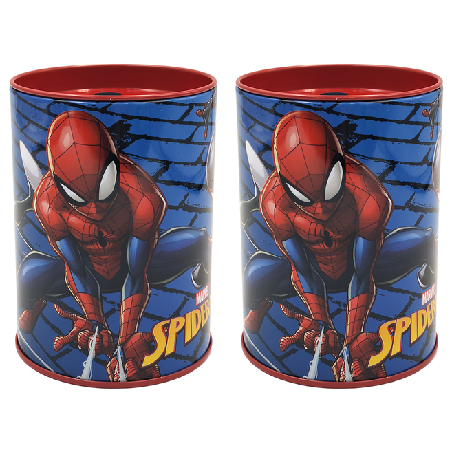 MARVEL 漫威 SPIDER-MAN 蜘蛛人 筆筒存錢筒 Set 2 鐵製, 紅色, 1組