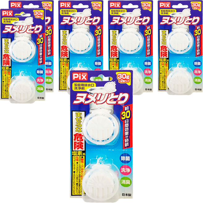 Lion Chemical 獅子化學 化學排水口清潔碇 30g x 2錠 適用於各種廚房流理台濾水網 預防黏膩 除菌 消臭, 6組, 60g