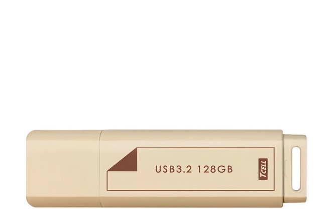 TCELL 冠元科技 USB3.2 Gen1 文具風隨身碟 奶茶色, 128GB, 1個