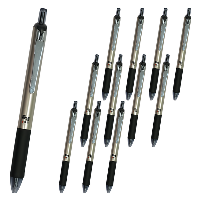 PENROTE 筆樂 靜音中性筆 E68 黑墨 0.5mm, 金色, 12支