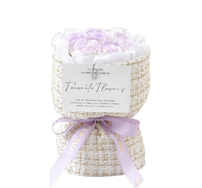 小香風香皂玫瑰花束 紫, 1入