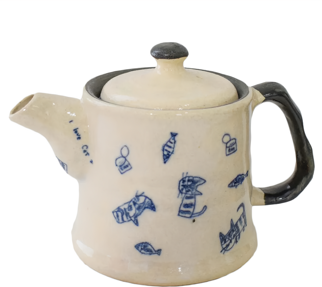 美濃繪貓直筒茶壺 日本製 18 x 13cm, 美濃繪貓, 460ml, 1個