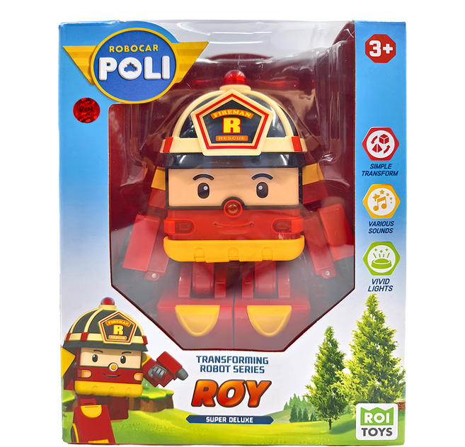 ROI TOYS 變形機器人玩具車 3歲以上, 聲光變形羅伊 紅色, 1個
