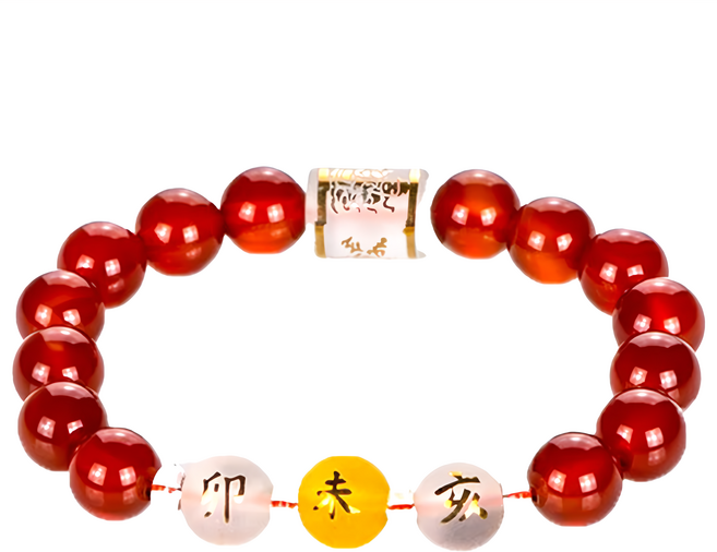 馥瑰馨盛 女款 瑪瑙手鍊, 紅色 + 黃色 + 白色, 1條