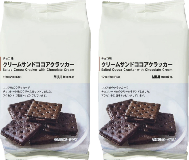 MUJI 無印良品 可可風味夾心餅乾 6包, 114g, 2袋