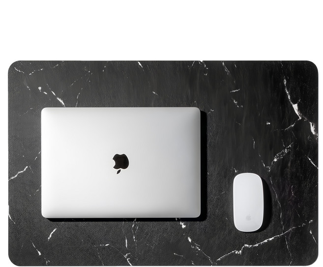 大理石紋靜電防滑皮革辦公桌墊, 質感黑