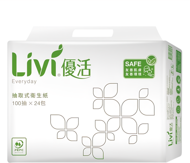 LIVI 優活 抽取式衛生紙 2層, 24包, 1袋