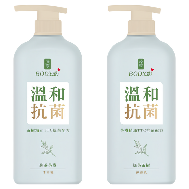 澡享 BODY愛抗菌沐浴乳 綠茶茶樹, 900g, 2瓶
