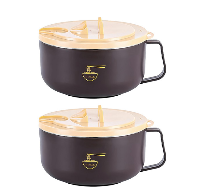 小麥購物 可瀝水泡麵碗 C454, 木褐色, 2個