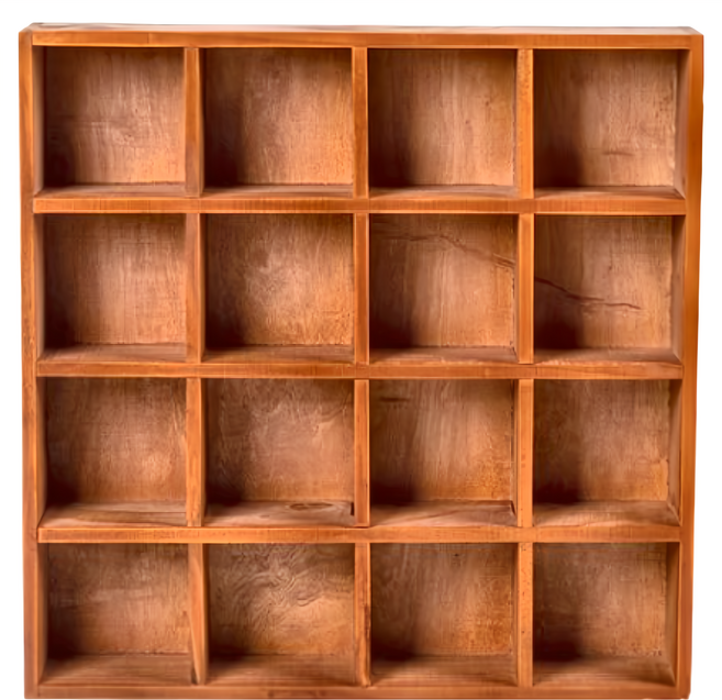 樂嫚妮 復古實木宮格置物架 16格, 松木色, 1個