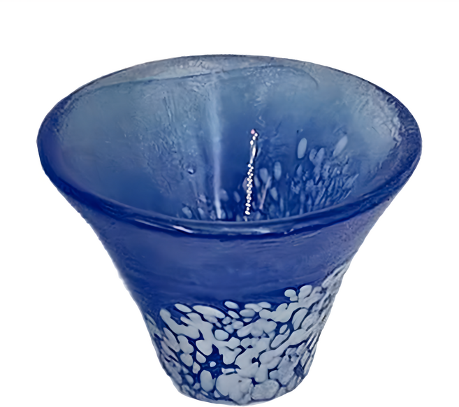 TOYO-SASAKI GLASS 東洋佐佐木 富士山招福冷酒杯 玻璃杯 35ml 日本製造, 藍色, 1個