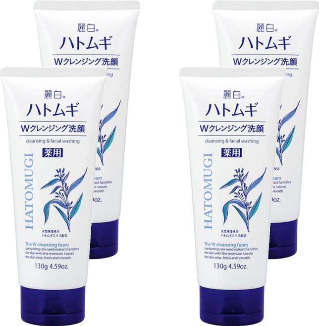 KUMANO 熊野油脂 麗白薏仁洗卸兩用洗面乳, 130g, 4條
