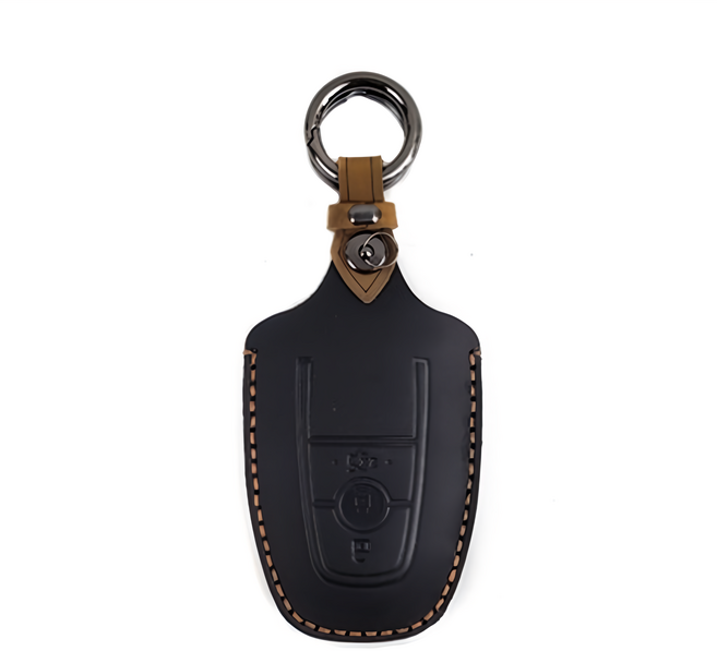 真皮頭層牛皮手工製作遙控鑰匙包/鑰匙套 福特適用 KB128, 瘋馬黑色, 1個