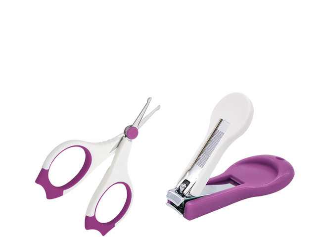 BaILEY 寶寶指甲剪刀組 2入, 紫色 + 白色, 1組