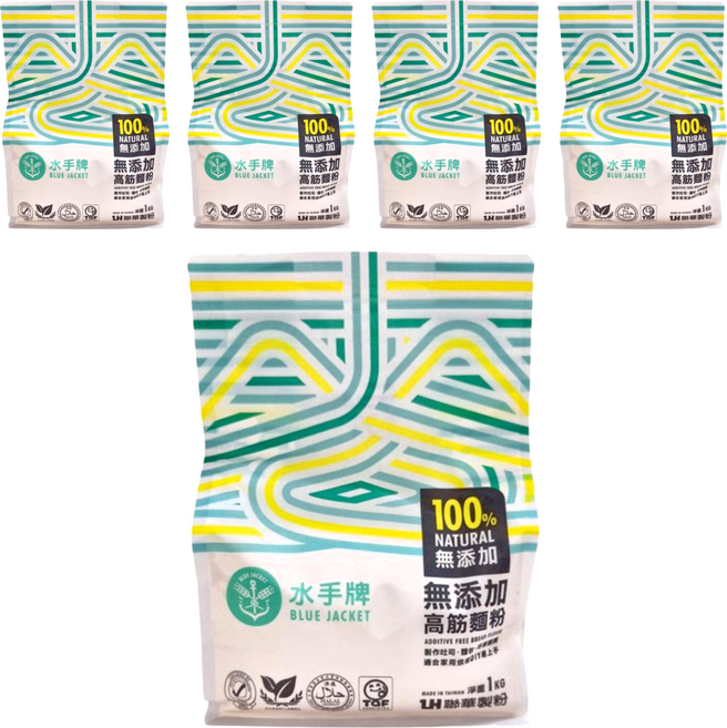 聯華製粉 BLUE JACKET 水手牌 無添加高筋麵粉, 1kg, 5包