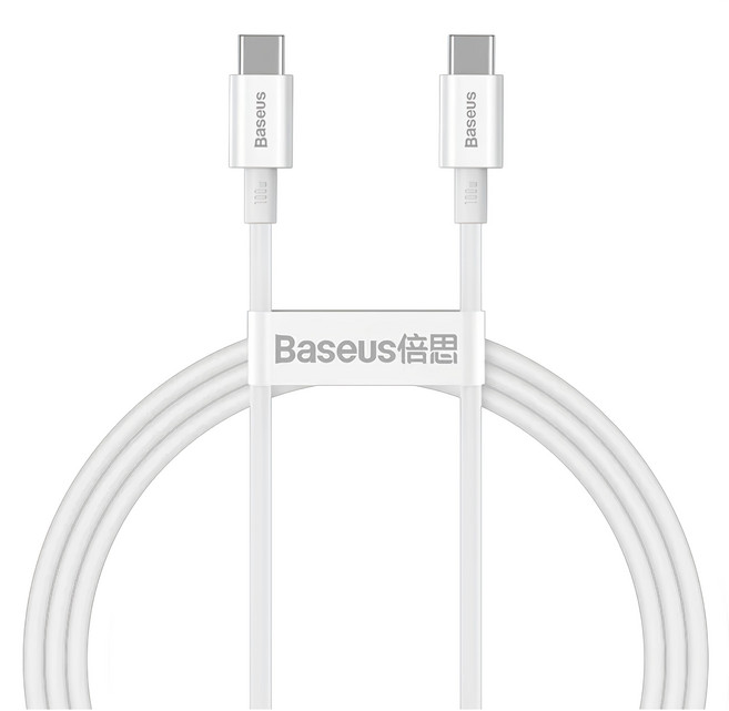 Baseus 倍思 優勝系列 Type-C 快充數據線 (100W) 適用 iPhone 15, 2m, 白色, 1條