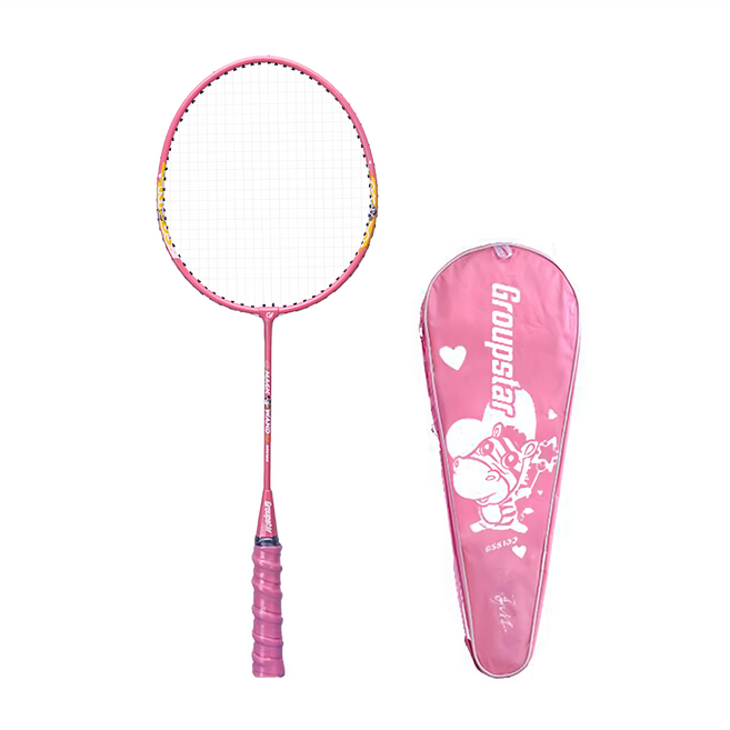GROUP STAR 群星 鐵合金兒童羽毛球拍套裝2入 強化鐵合金 碳化中管 附收納袋, 1組