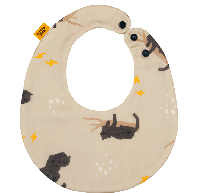 Runny yolk. 朗尼幼克 純棉口水巾, 粉墨登場 墨杏, 1條