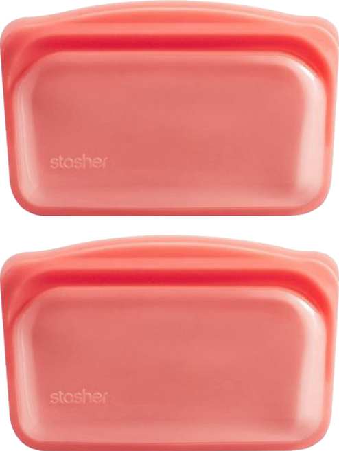 stasher 長形矽膠密封袋 紅色, 2個, 1入