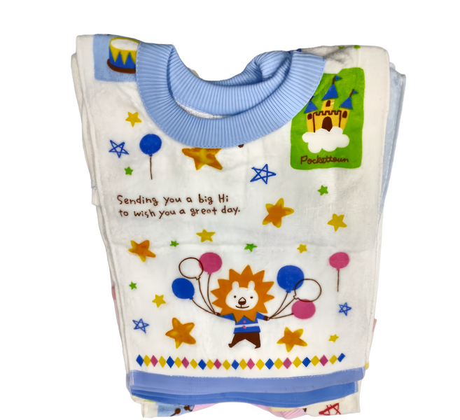 DASING 達興 印花絨面圍兜 12條, 三色混款 粉色 + 黃色 + 藍色, 1組