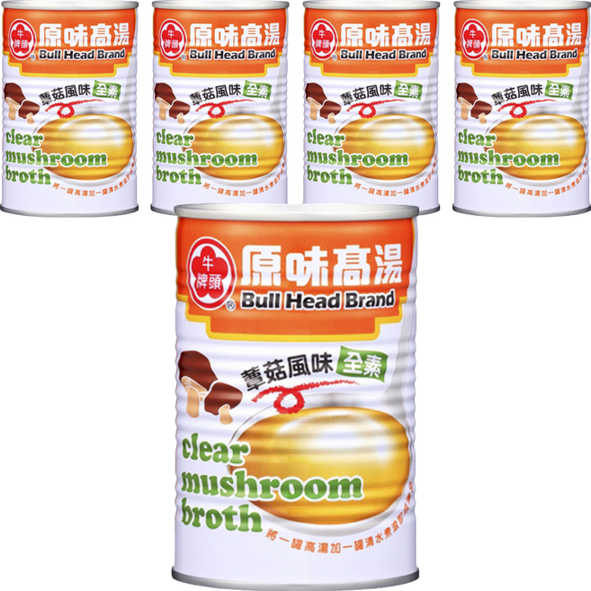 牛頭牌 原味高湯 蕈菇風味, 411ml, 5罐
