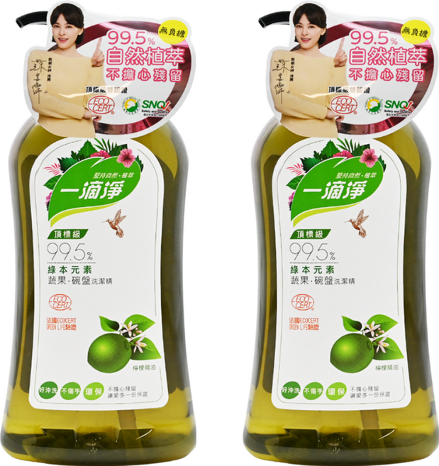 一滴淨 蘆薈多酚食品用洗潔精 檸檬, 1kg, 2瓶
