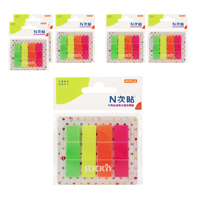 N次貼 透明標籤 抽取式 66031 螢光4色, 80張, 6包