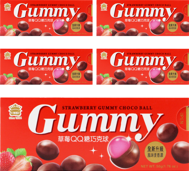 義美 QQ糖巧克球 草莓, 50g, 5盒