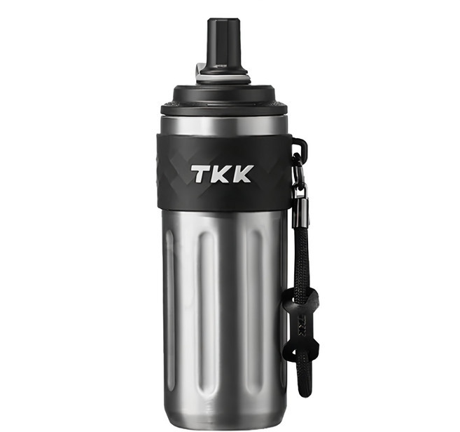 TKK 律動吸管杯 316不鏽鋼 x 陶瓷噴塗保溫杯 500mL, 冰川銀, 1個
