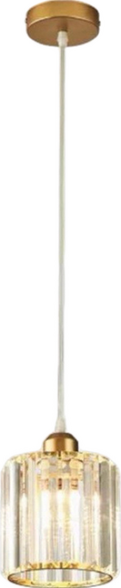 Honey Comb 簡約金屬水晶片餐廳吊燈 (BL51392) 寬12公分 高12公分 總高90公分, 透明色 + 金色