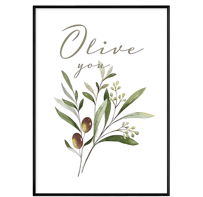 Boluo 波蘿選畫所 Olive You 說愛你 掛畫, 黑色