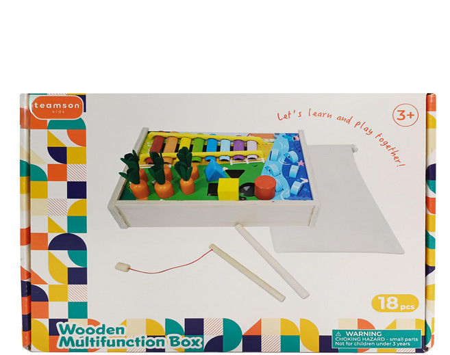 teamson kids 木製釣魚四合一玩具盒組 KYW-14109A 3歲以上, 多色, 1組
