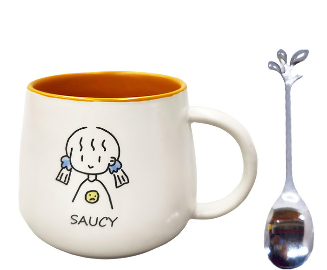 LifeHouse 陶瓷馬克杯 情侶杯 附勺匙, 白色, 1個