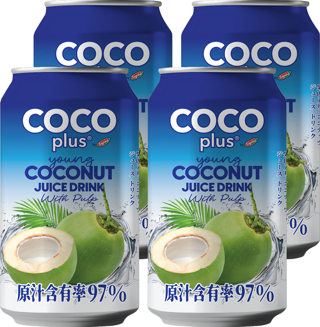 Sagiko Cocoplus 椰子水 含果肉 320ml 清涼解渴 補充水分, 4罐