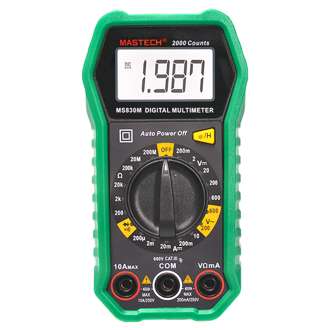 MASTECH 邁世 數位萬用錶 MS830M 頻寬400Hz 二極管 通斷 絕緣等級CAT III 600V 過載保護 單位顯示 自動關機 數據保持 背光, 1個