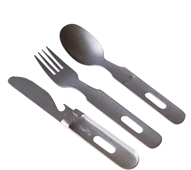 不鏽鋼露營餐具3件組, 1組, silver