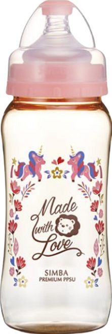 Simba 小獅王辛巴 桃樂絲 PPSU寬口葫蘆大奶瓶, 蜜粉色, 360ml, 1瓶