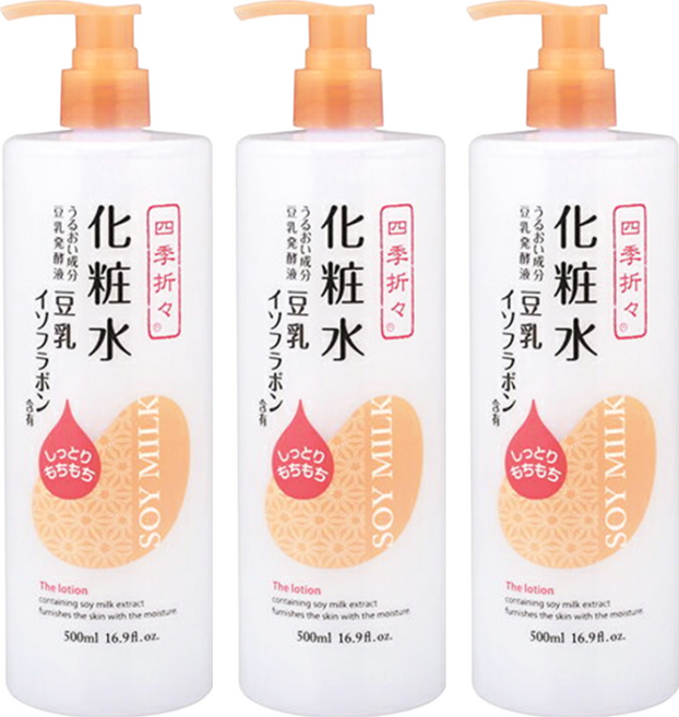 四季折々 豆乳美肌水潤化粧水, 500ml, 3瓶