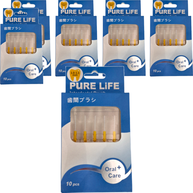 PuRE LiFE 寶淨 纖柔護齒可替換刷毛 1.0-1.1mm V-04 黃色, 1.0~1.1mm, 10支, 6盒