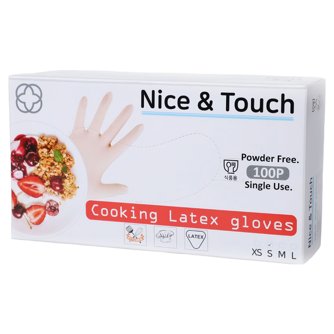 Nice&Touch 萬用料理乳膠手套 100入, 白色, 小(S), 1盒