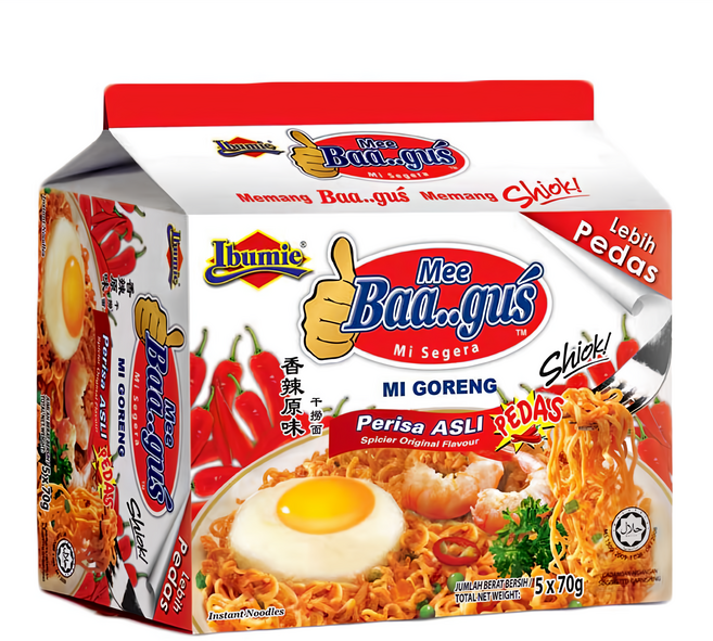 Ibumie 益福 Baagus 乾撈麵經濟包 香辣 70g, 5包