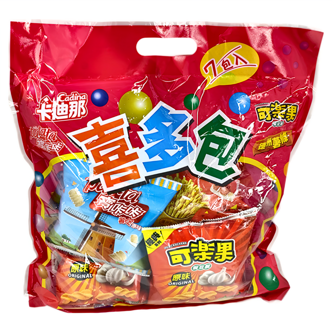 聯華食品 喜多包 7包, 138g, 1袋, 可樂果原味3包 + 卡迪那德州薯條茄汁口味2包 + 卡迪那寶咔咔原味2包