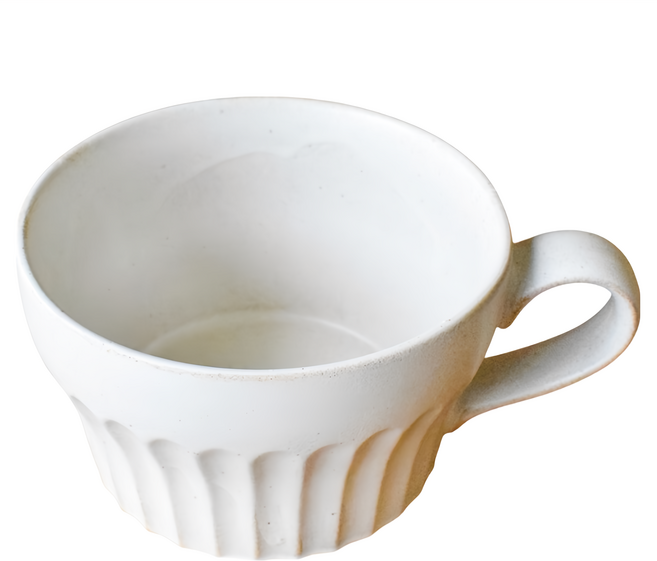 SAWATOUKI 佐和陶瓷 米釉素燒湯杯 日本製 14 x 10.5 x 6.5cm 330ml, 白色, 1個